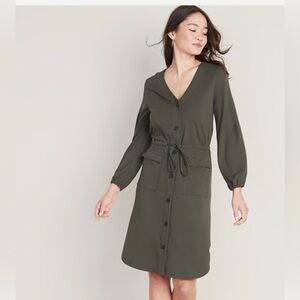 Old Navy Green Buttoned Tie Front Dress